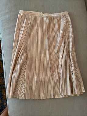 Maeve Metallic Cream Pleated Midi Skirt